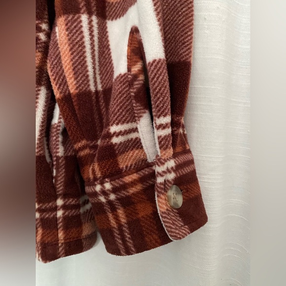 Eddie Bauer shacket women’s flannel fleece jacket LARGE - Picture 4 of 12